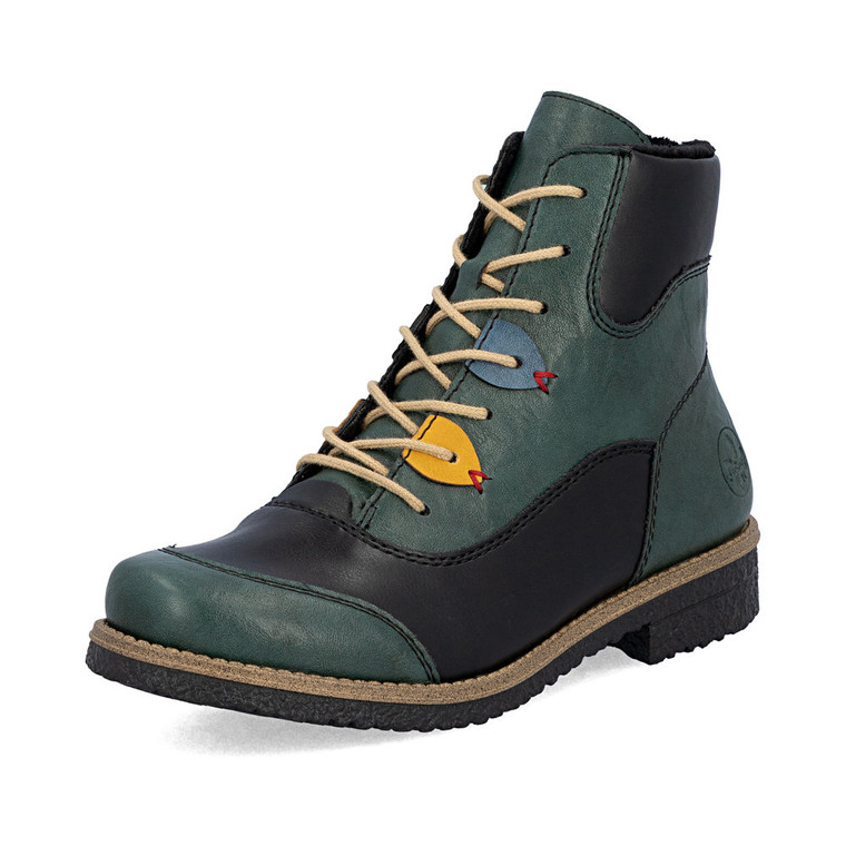 Rieker 73510-90 – Women's Green and Black Colourblock Boots