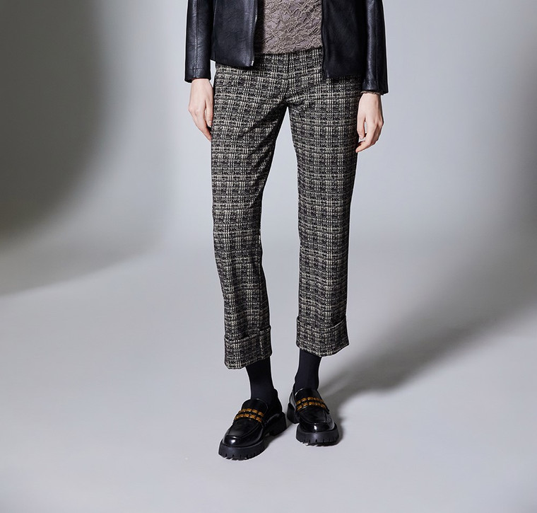 Peruzzi W25191 CHECK TURN UP TROUSER Color BROWN CAMEL (7)