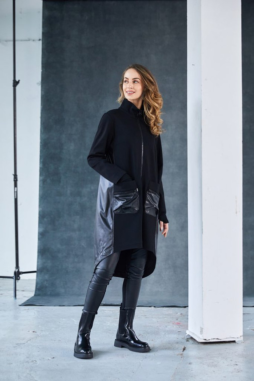 Naya NAW25204 High neck jacket with contrast side panels and pocket detail Black  09