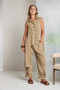 NAYA NAS26222 Pull up trouser with zip detail at cuff hem Tan 75