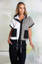 NAYA NAS26117 Two tone hooded jacket with contrast panel and pockets White/Taupe 1171