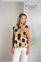 NAYA NAS26277 Spot print round neck top Tan 75