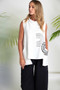 NAYA NAS26261 Placement print top with collar and cut out hem White/Black  109