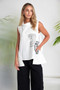NAYA NAS26261 Placement print top with collar and cut out hem White/Black  109