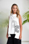 NAYA NAS26261 Placement print top with collar and cut out hem White/Black  109