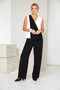 KATE COOPER KCS26147 Two tone jumpsuit with frill detail at front  Black/off white