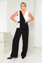 KATE COOPER KCS26147 Two tone jumpsuit with frill detail at front  Black/off white