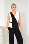 KATE COOPER KCS26147 Two tone jumpsuit with frill detail at front  Black/off white