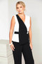 KATE COOPER KCS26147 Two tone jumpsuit with frill detail at front  Black/off white