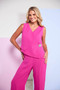 KATE COOPER KCS26148 Jumpsuit with wrap over top and pin closing Hot Pink