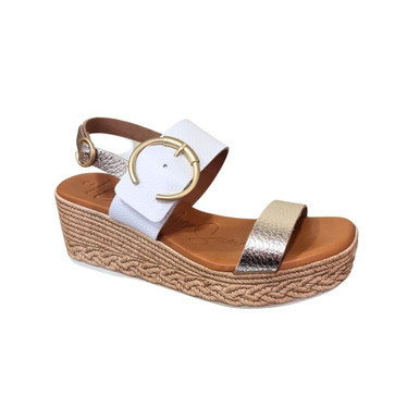 Oh My Sandals 5455 Wedge Sandal in Champagne white Grey's of