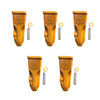 5 Pk 1U3352 Bucket Teeth Rock 9J2358 Pins, 8E6359 Retainer Fits J300 Shanks