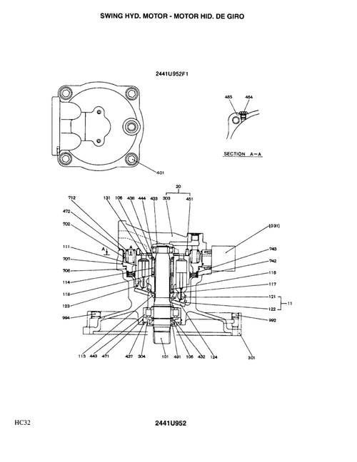 2441U952F2 2441U952F1 Swing Motor Fits For Ex300-3