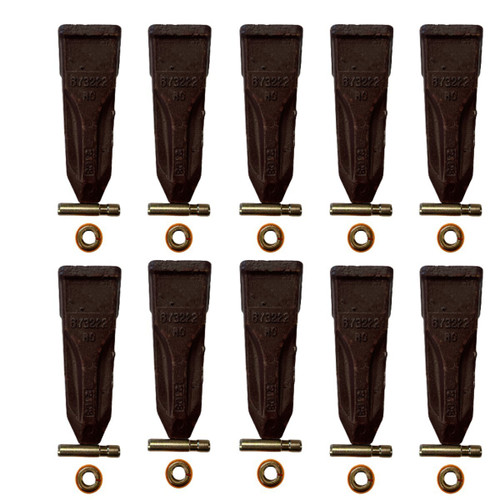 10 Pk 6Y3222Rc J225 Rock Bucket Digging Teeth W/Pins 6y3228 & Retainer 8E6259