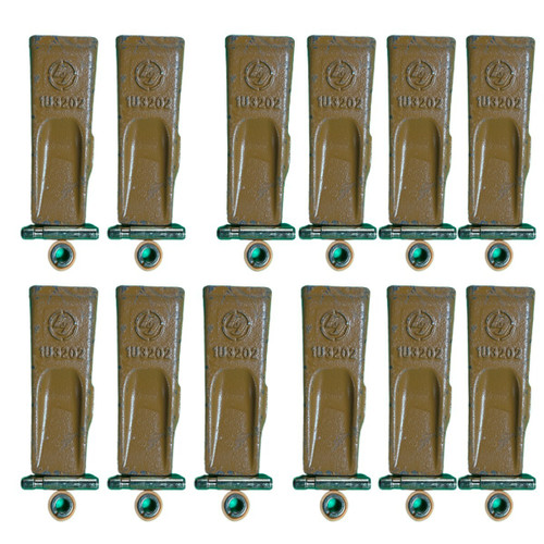 12 Pk 1U3202 Bucket Teeth,Pin 8E6208 Retainer Fits Caterpillar Cat J200 1U-3202