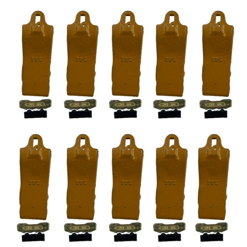 22S 10 Pack Bucket Teeth 10 22Pn Pins,10 22Lk Locks For Bucket Weld On Adapter