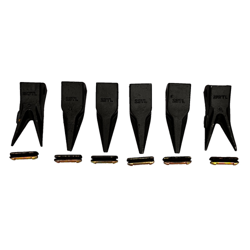 Set Ot 6 -   Mini Excavator Twin/Single Tiger Teeth  23Tl   23Wtl W/ Pins Tf23