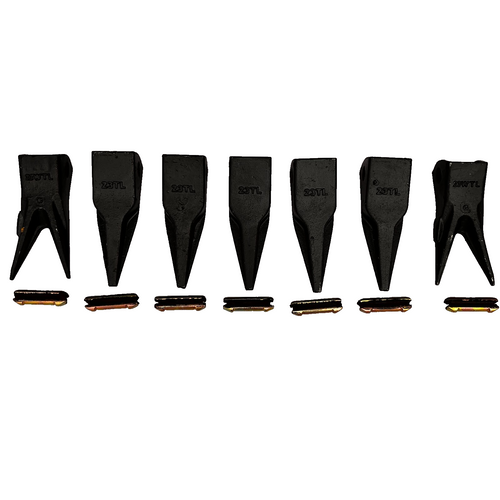 Set Ot 7 -   Mini Excavator Twin/Single Tiger Teeth  23Tl   23Wtl W/ Pins Tf23