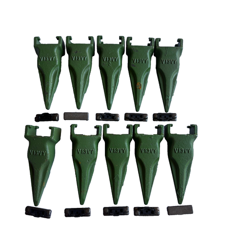 10Pc V13Tl V13Vy  Tiger Bucket Teeth With V13/17Pn Flex Pins For 833-V13 Adapter