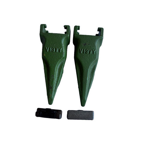 2 Pc V13Tl V13Vy  Tiger Bucket Teeth With V13/17Pn Flex Pins For 833-V13 Adapter