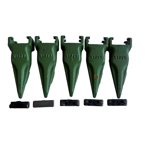 5 Pc V13Tl V13Vy  Tiger Bucket Teeth With V13/17Pn Flex Pins For 833-V13 Adapter