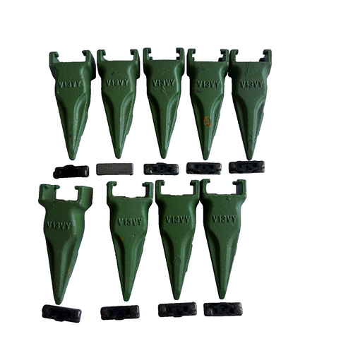 9Pc V13Tl V13Vy  Tiger Bucket Teeth With V13/17Pn Flex Pins For 833-V13 Adapter