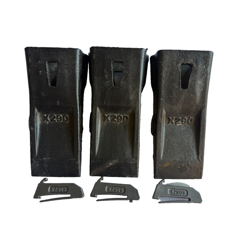 3 Set X290  Teeth With K290S Steel Locks Fits For X290 Bucket  Adapter Tooth