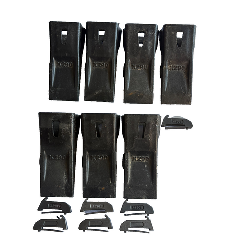 7 Set X290  Teeth With K290S Steel Locks Fits For X290 Bucket  Adapter Tooth