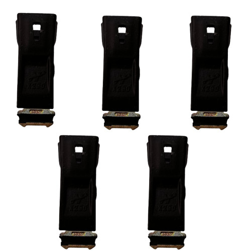 5  Pc X290 Parabolic Standard Dirt Teeth W/Flex Pins P290Stp Fits For X290 Bucke