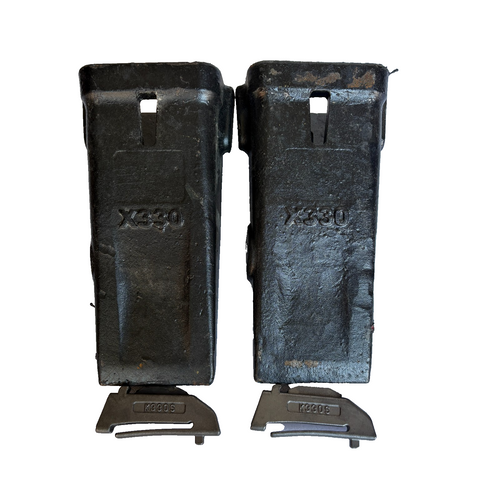 2 Set X330 Bucket Teeth W/ K330S Spring Flex Pin Skid Steer  Backhoe X330 Tooth