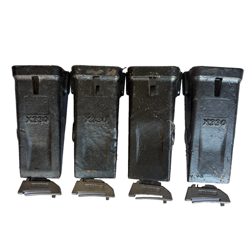 4 Set X330 Bucket Teeth W/ K330S Spring Flex Pin For X330 Bucket Adapter Tooth