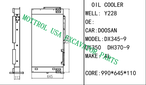 Oil Cooler Core For DOOSAN DX345-9 DX350 DH370-9 Excavator