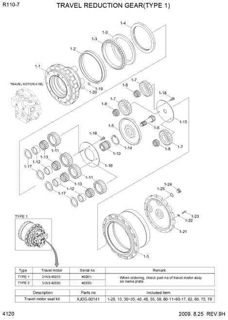 Xjdg-00001 Travel Reduction Device ,Gear Box  Fits For R110-7