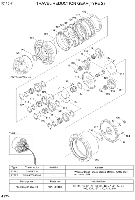 Xkah-01459 Xkah-01661 Travel Reduction Device ,Gear Box  Fits For R110-7
