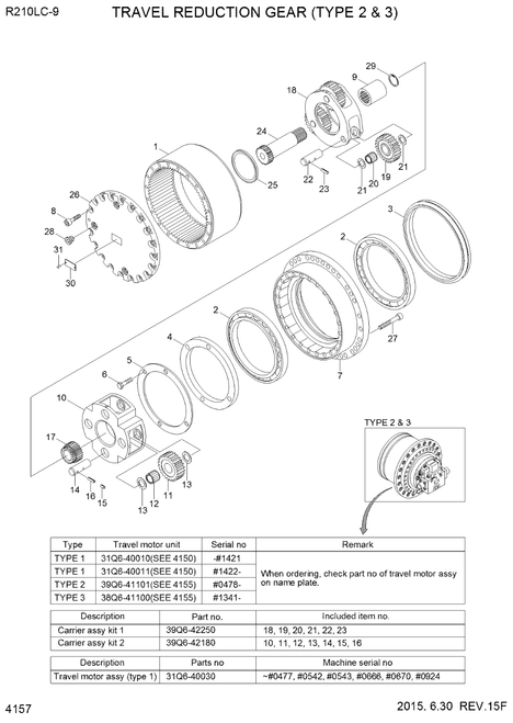 39Q6-42100 39Q6-42101 Travel Reduction ,Device ,Gear Box Fits For R210-7 R220-9
