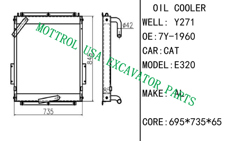 7Y-1960 7Y1960 Oil Cooler For Caterpillar E320 E320N E320L 320 320L 320NExcavator