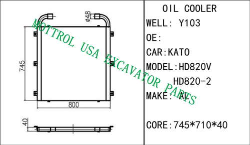 Oil Cooler Core Ass'y For KATO HD820V HD820-2 Excavator