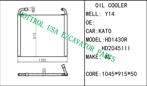 Oil Cooler Core Ass'y For KATO HD1430R HD2045III Excavator