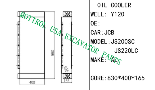Oil Cooler Core Ass'y For JCB JS200SC JS220LC