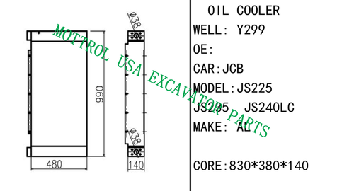 Oil Cooler Core Ass'y For JCB JS225 JS235 JS240LC