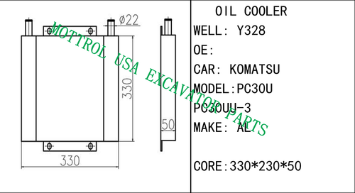 Oil Cooler Core Ass'y For Komatsu PC30U PC30UU-3 Excavator