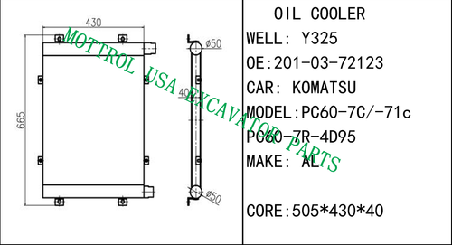 OIL COOLER ASSY FITS KOMATSU PC60-7 PC70-7 BR100 4D95 ENGINE，201-03-72123