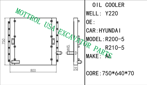 Hydraulic Oil Cooler For HYUNDAI R200-5 R210-5 Excavator