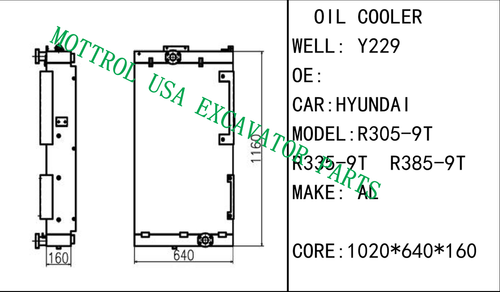 Hydraulic Oil Cooler For HYUNDAI R305-9T R335-9T R385-9T Excavator