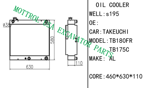 Oil Cooler Core Ass'y For TAKEUCHI TB180FR TB175C