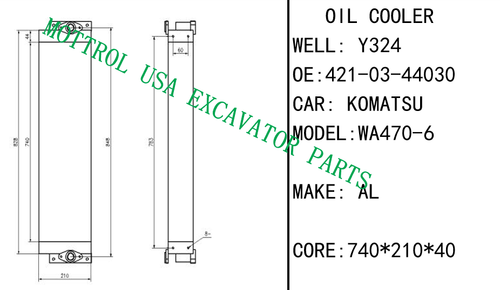 421-03-44030 Oil Cooler Core For Komatsu WA470-6 WA470-6A WA470-6 LC LOADERS