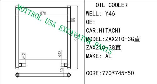 Hydraulic Oil Cooler For HITACHI ZAX210-3G Excavator