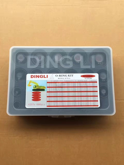 Ding Li O-Ring Box O Ring Kit 666 Pcs  Fits  Hyundai Heavy Equiment  R55 R60 R140 R220 R320 R200