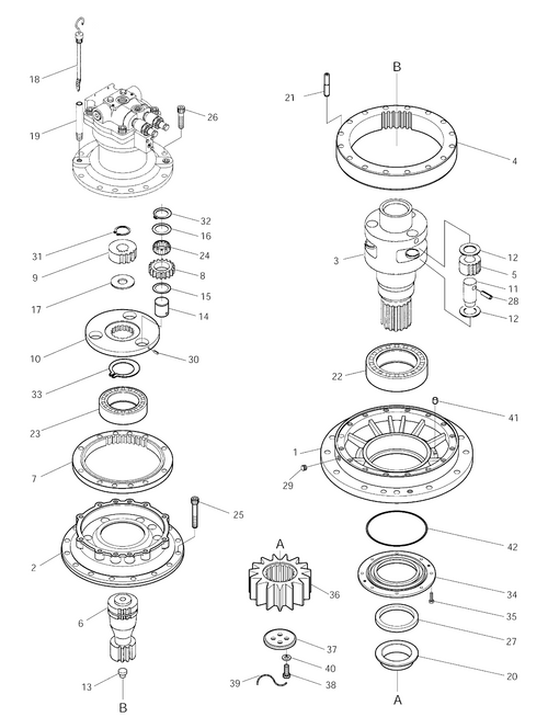 2101-1032  Sun Gear For Doosan Dh250-5 Dh290-5 Dh290Ll Dh258 Swing Reduction