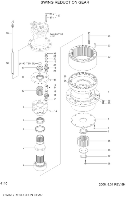 Xkaq-00122 Sun Gear For Hyundai R250Lc-7 R250Lc-9 R260Lc-9 Swing Reduction